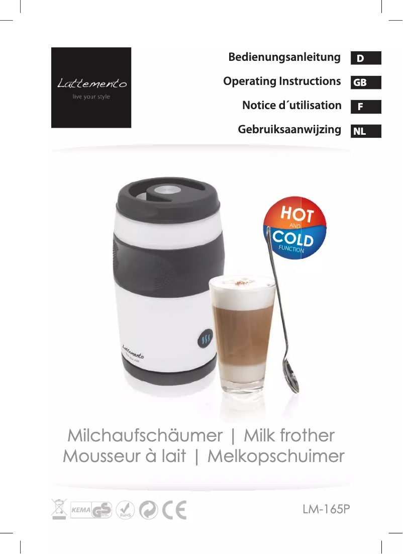 Page n°1 - Manuel utilisateur Lattemento LM-165P