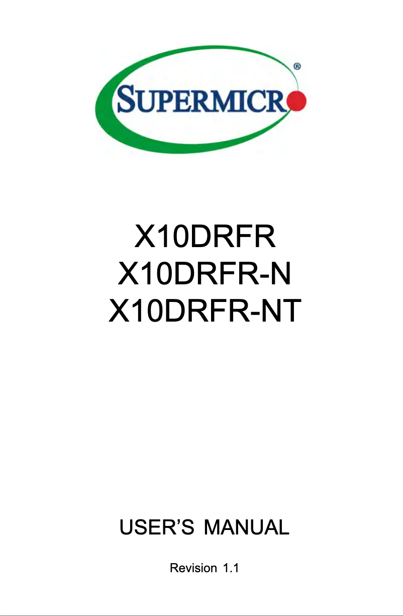 Page n°1 - Manuel utilisateur Supermicro X10DRFR