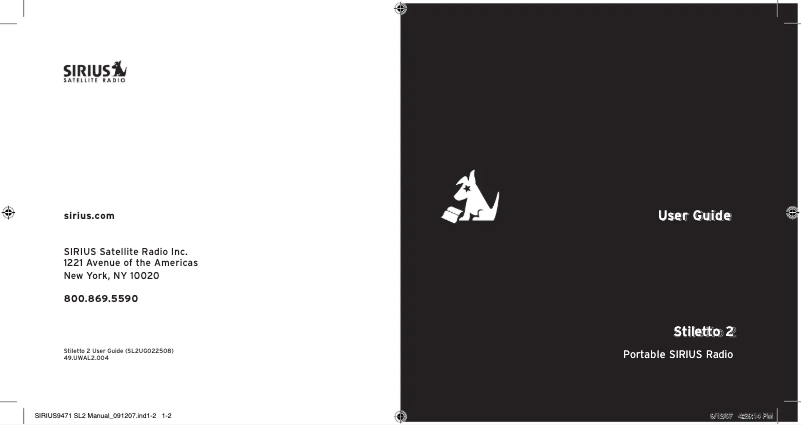 Page n°1 - Manuel utilisateur SiriusXM Stiletto 2