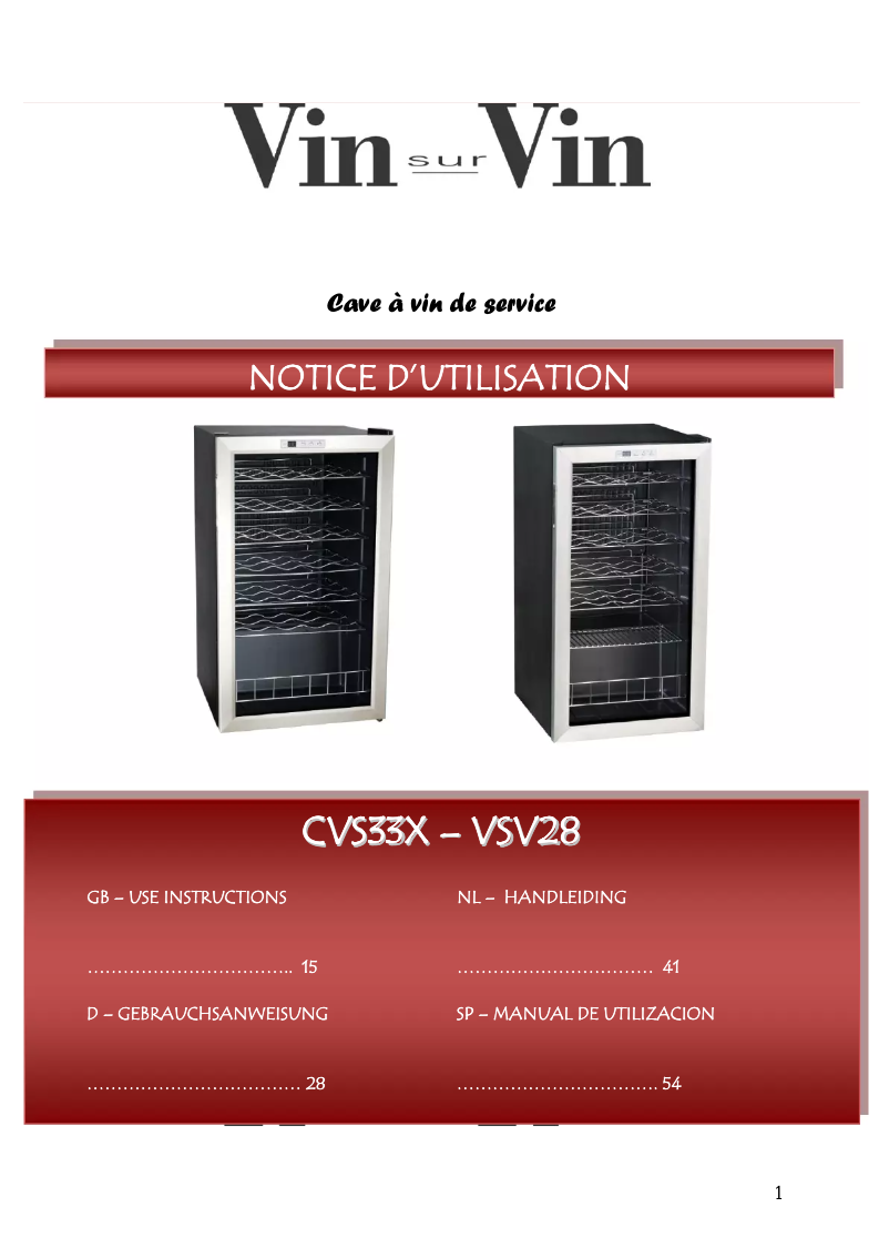 Page n°1 - Manuel utilisateur Climadiff VSV28