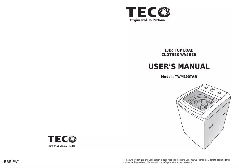 Page n°1 - Manuel utilisateur Teco TWM100TAB