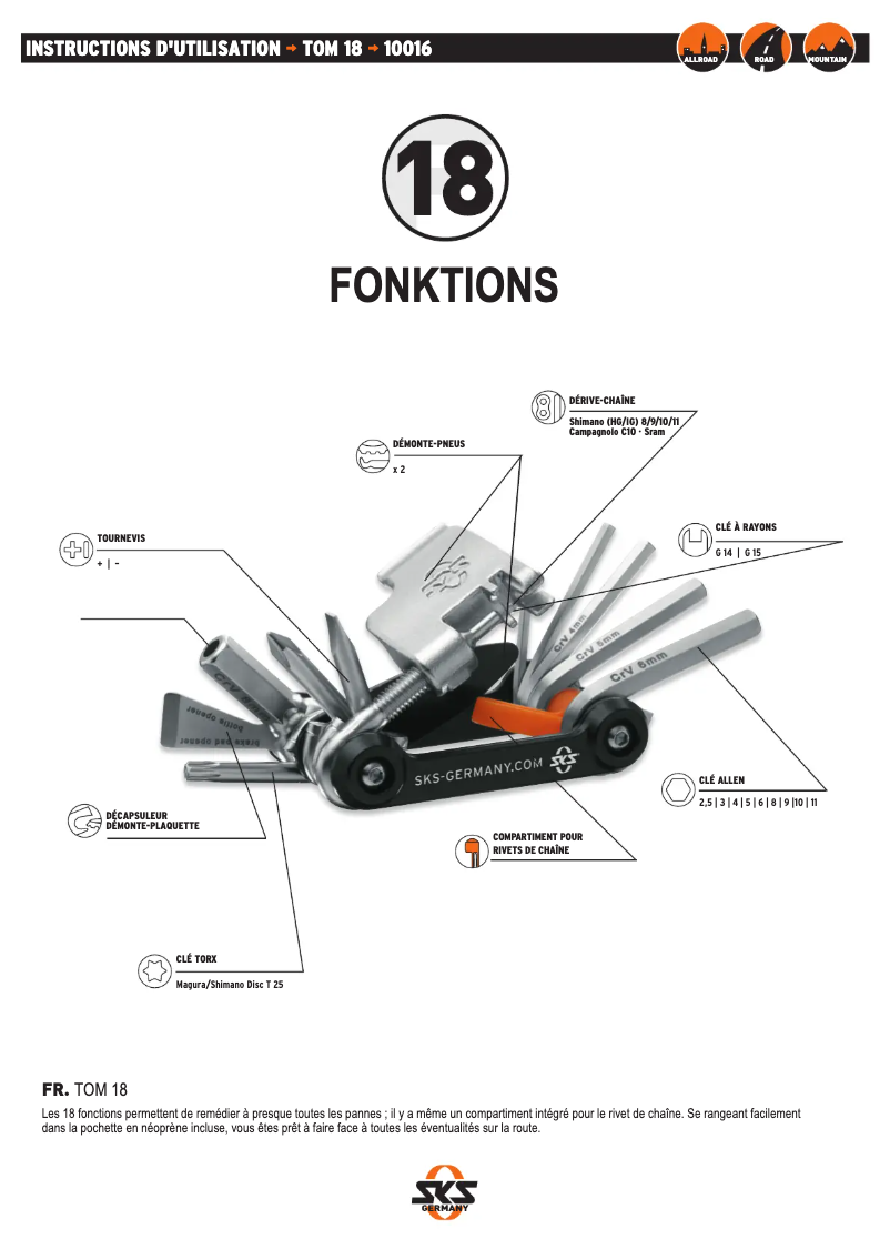 Page 1 de la notice Manuel utilisateur SKS TOM 18