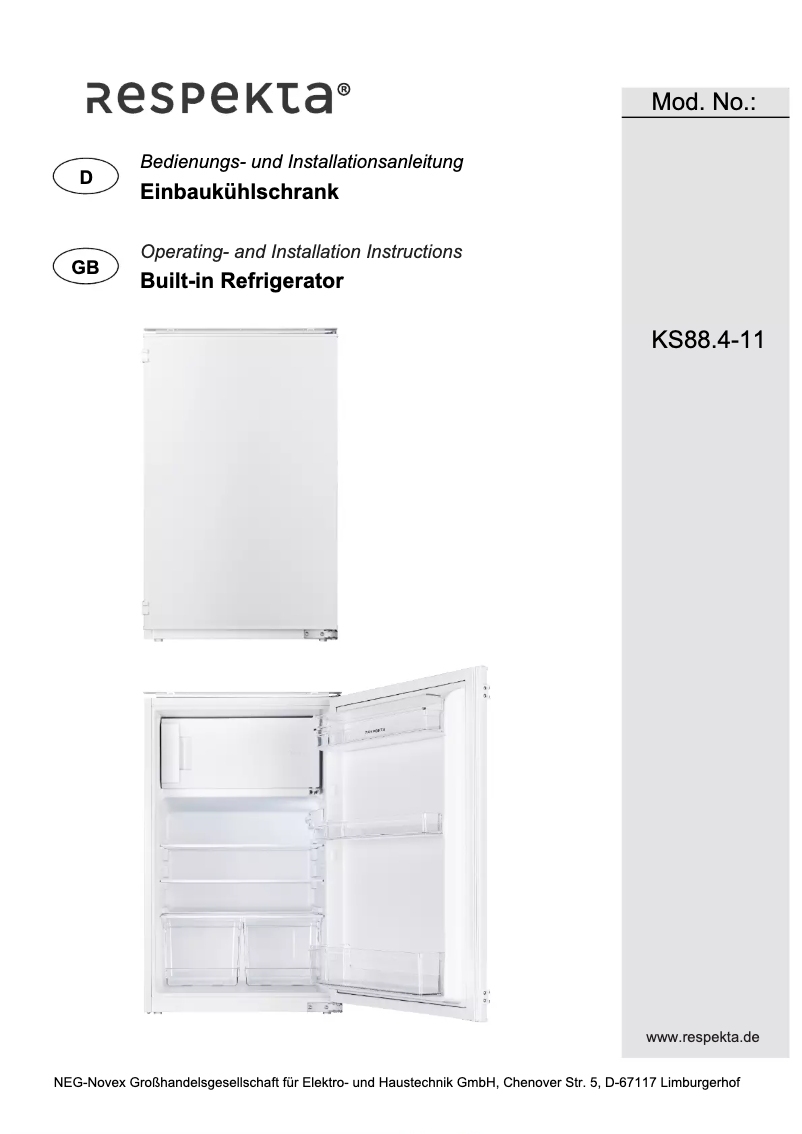 Page n°1 - Manuel utilisateur Respekta KS88.4-11