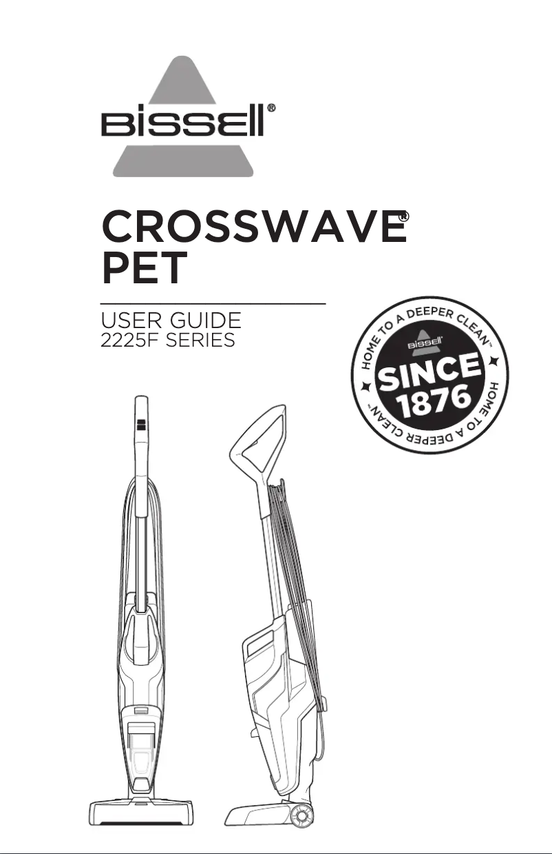 Page 1 de la notice Manuel utilisateur Bissell CrossWave Pet 2225F