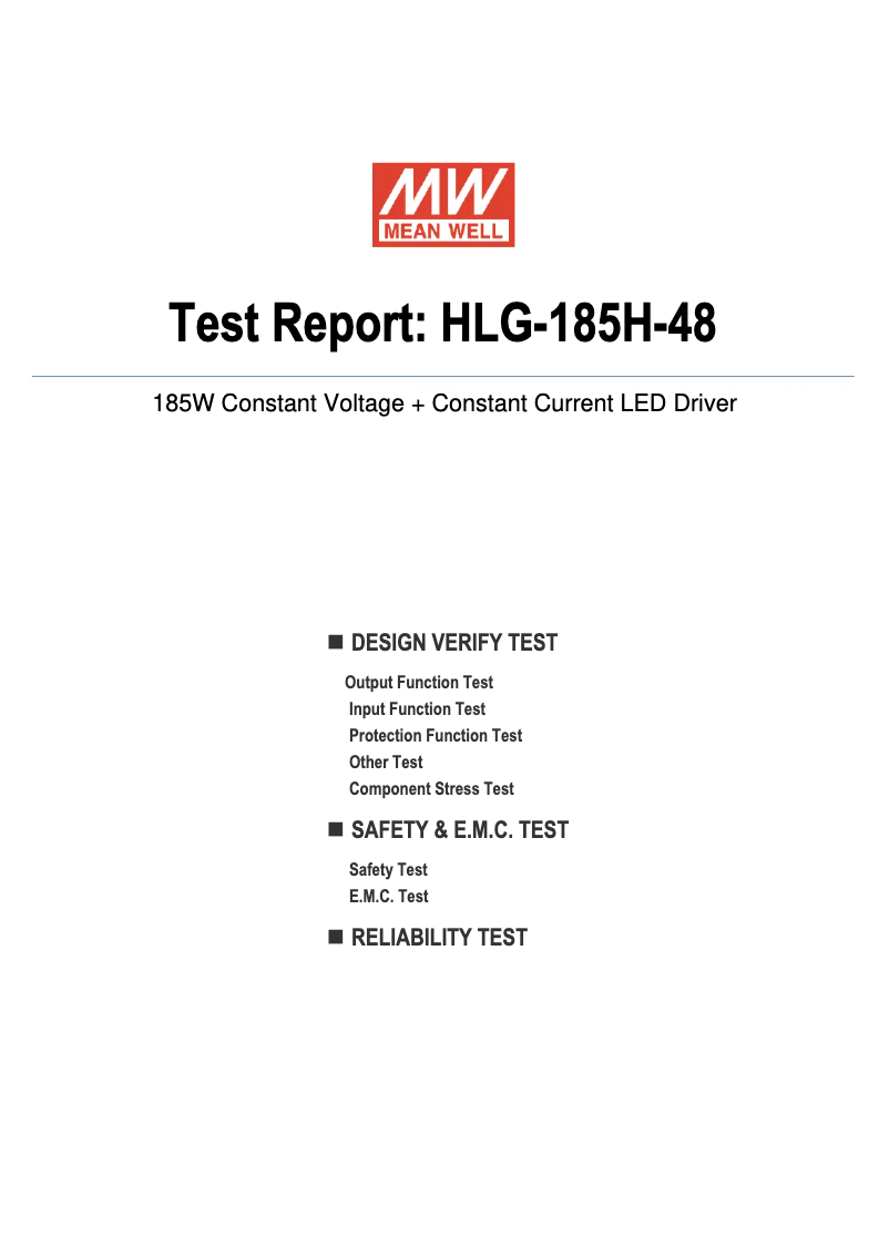 Page n°1 - Fiche technique Mean Well HLG-185H-48