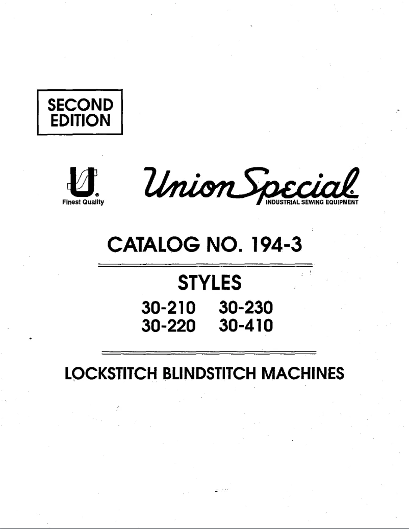 Page 1 de la notice Manuel utilisateur Union Special 30-230