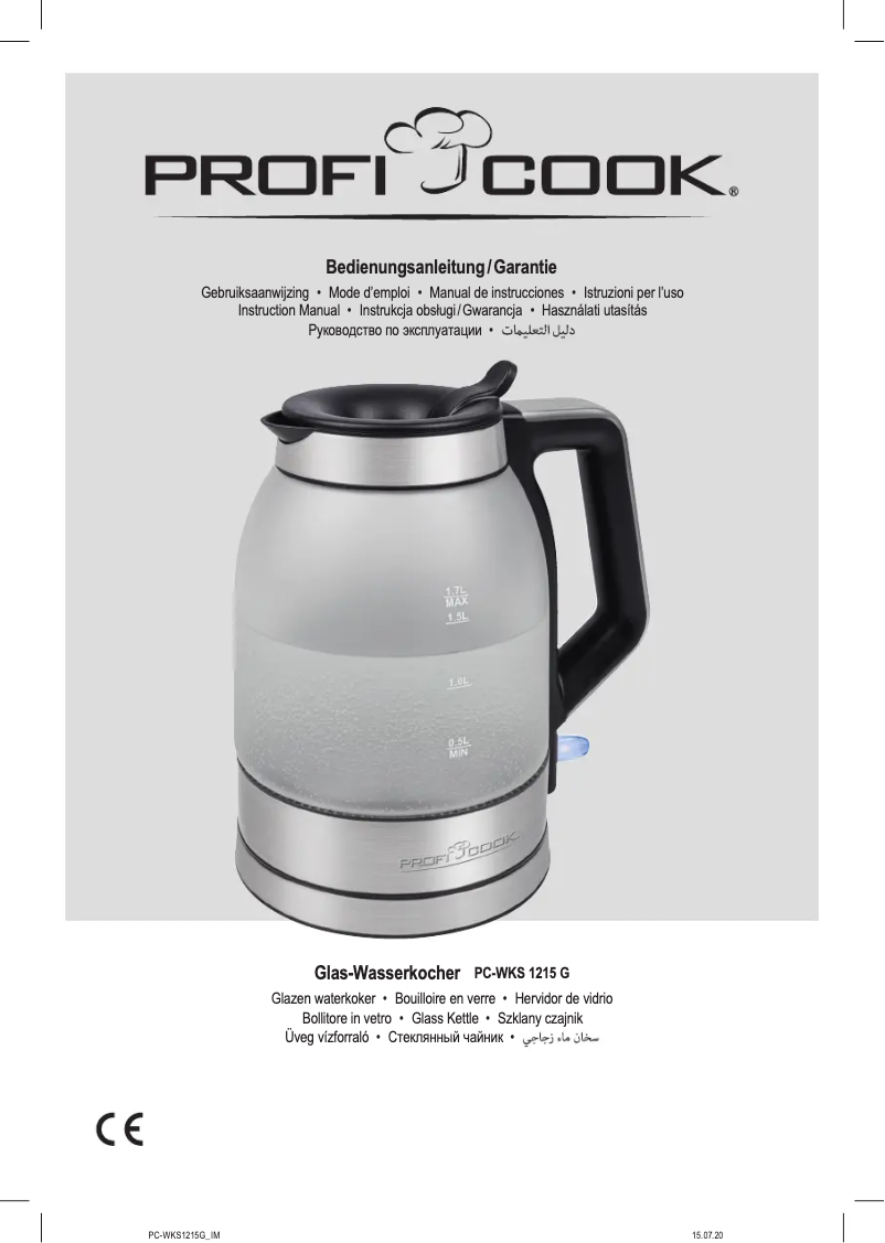 Page 1 de la notice Manuel utilisateur ProfiCook PC-WKS 1215 G