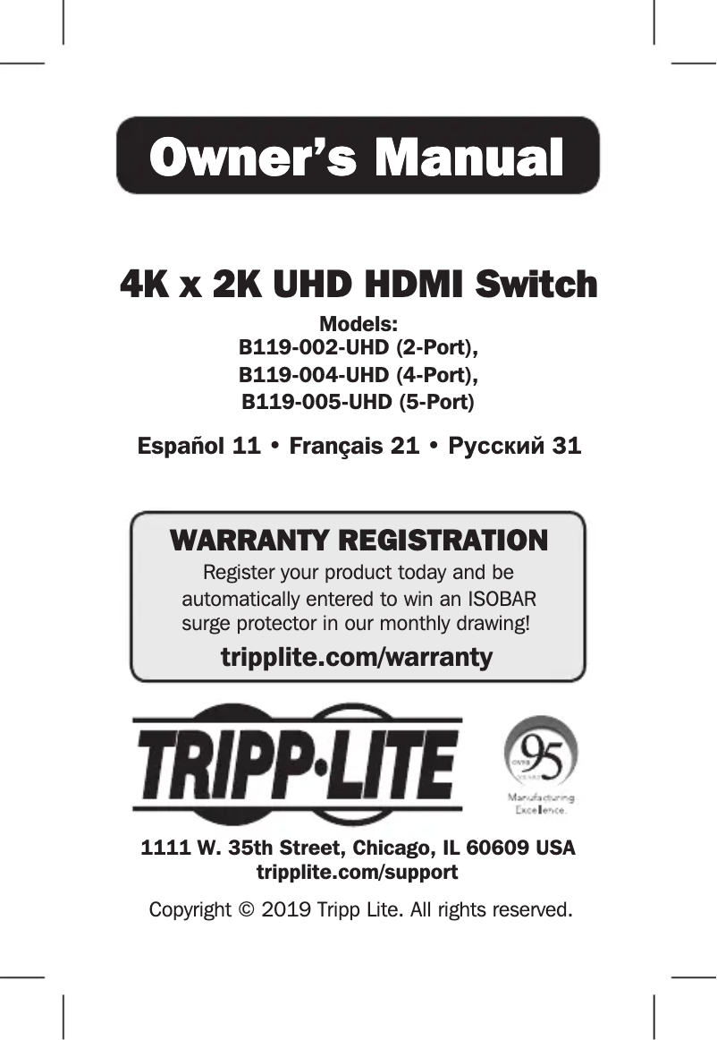 Página 1 del manual Manual de usuario Tripp Lite B119-002-UHD
