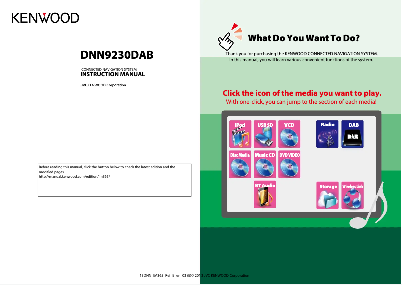 Page 1 de la notice Manuel utilisateur Kenwood DNN9230DAB