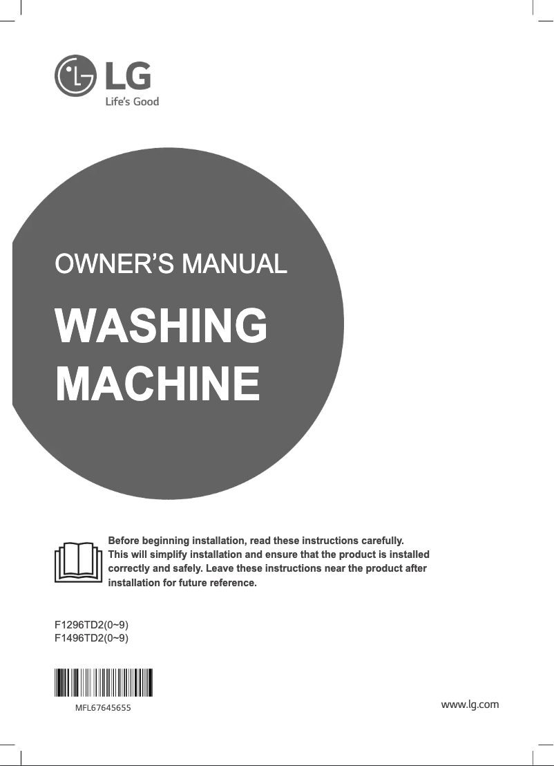 Page 1 de la notice Manuel utilisateur LG F1496TD24