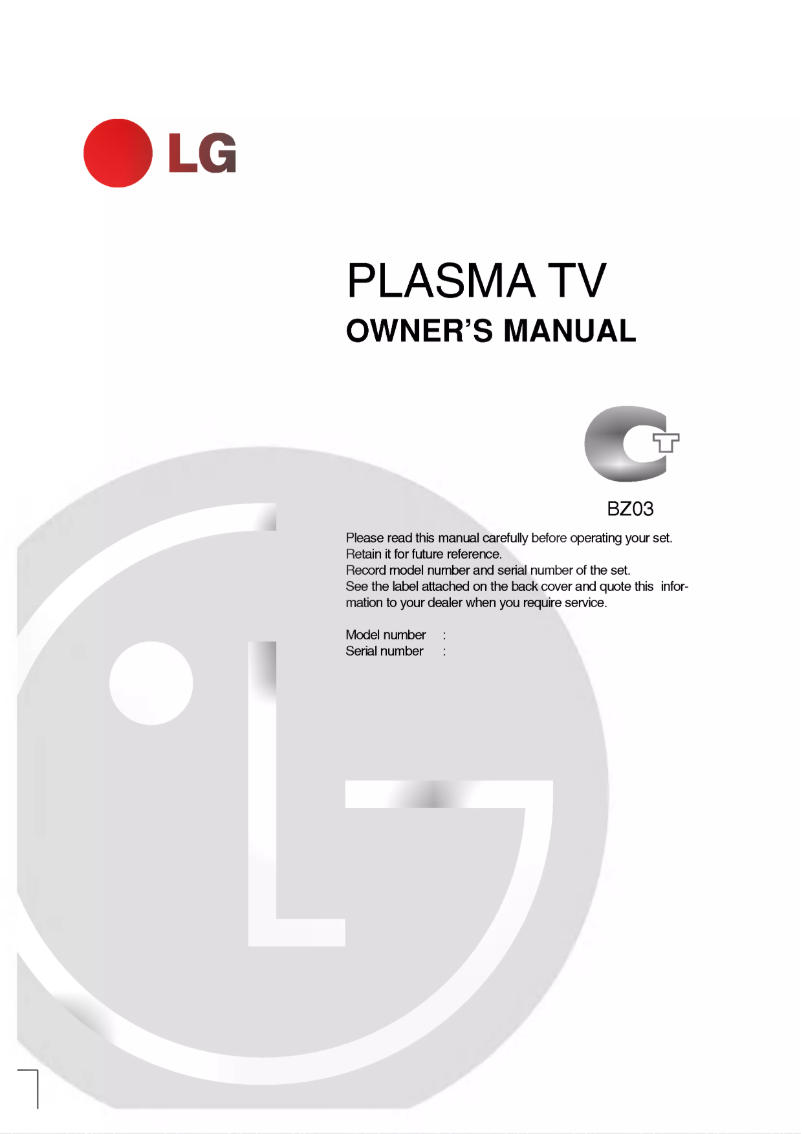 Página 1 del manual Manual de usuario LG 50PY2R-ZB