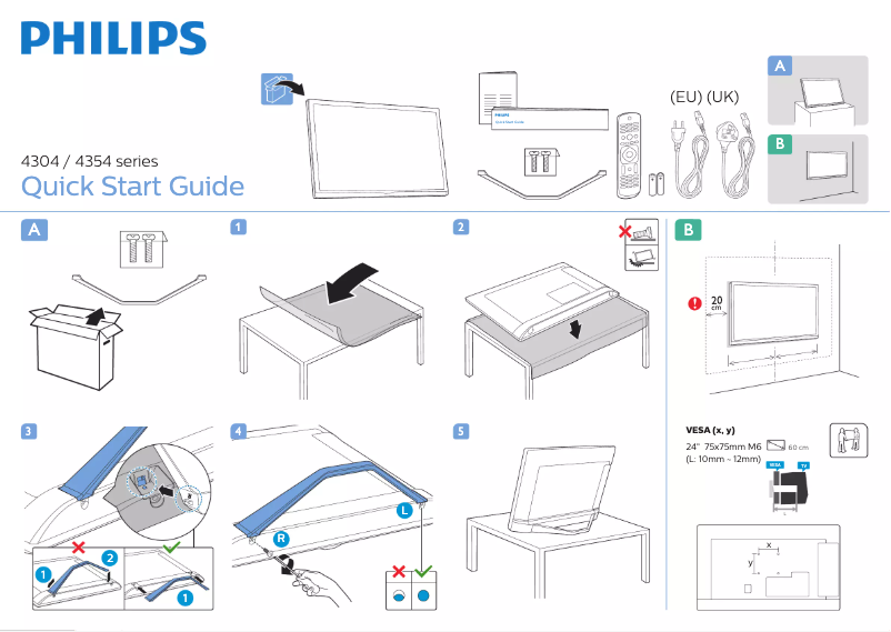 Page 1 of the manual Quick Start Guide Philips 4300 series 24PHS4354