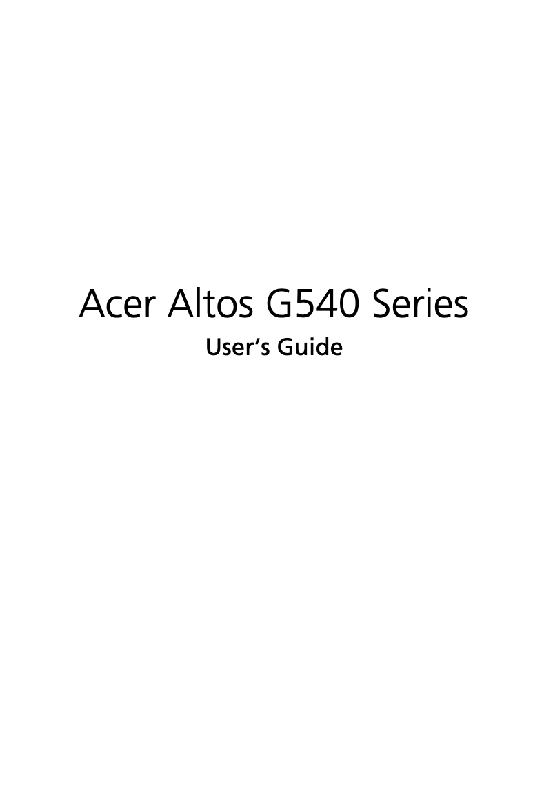 Page 1 de la notice Manuel utilisateur Acer Altos G540