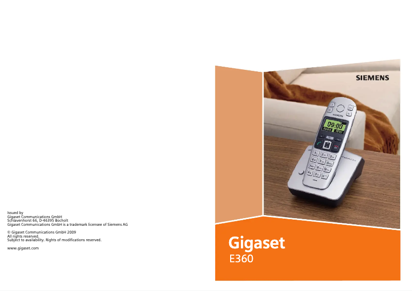Page n°1 - Manuel utilisateur Gigaset E360