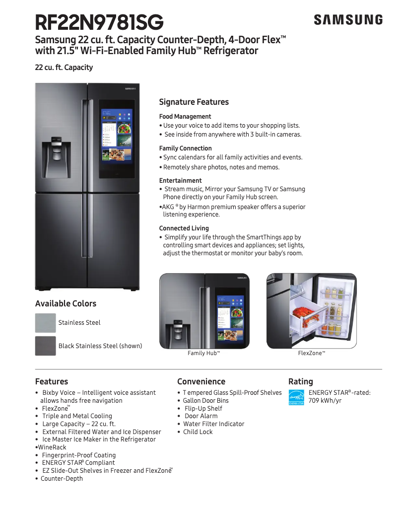 Page 1 de la notice Manuel utilisateur Samsung RF22N9781SG