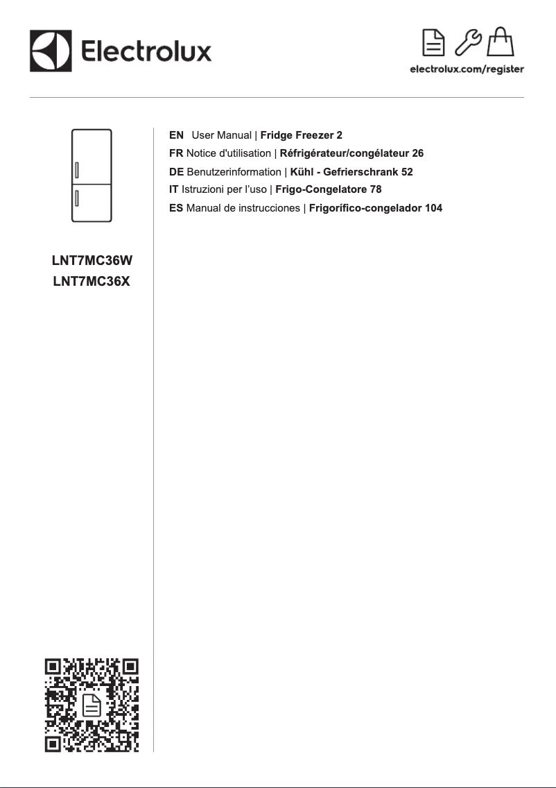 Page 1 de la notice Manuel utilisateur Electrolux LNT7MC36X