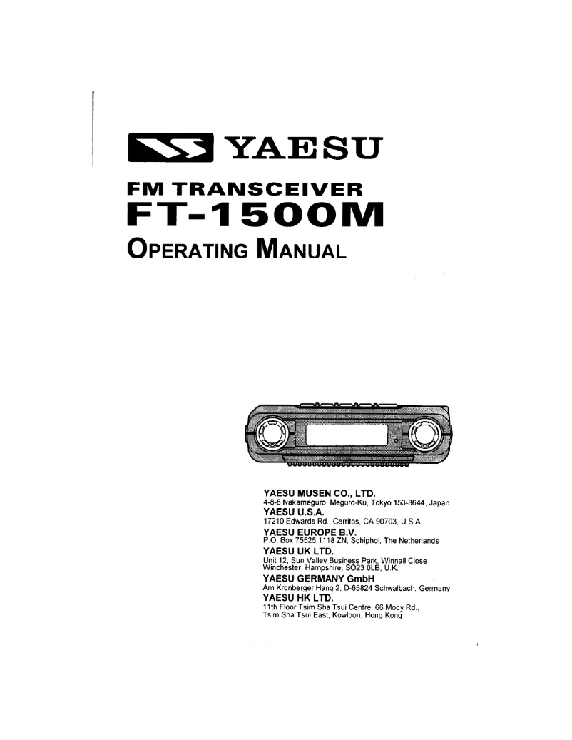Page 1 de la notice Manuel utilisateur Yaesu FT-1500M