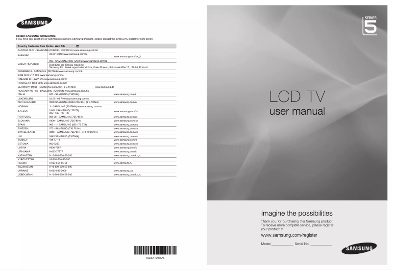 Page n°1 - Manuel utilisateur Samsung LE40B553M3W