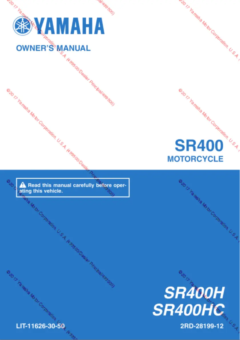 Page n°1 - Manuel utilisateur Yamaha SR400 (2017)