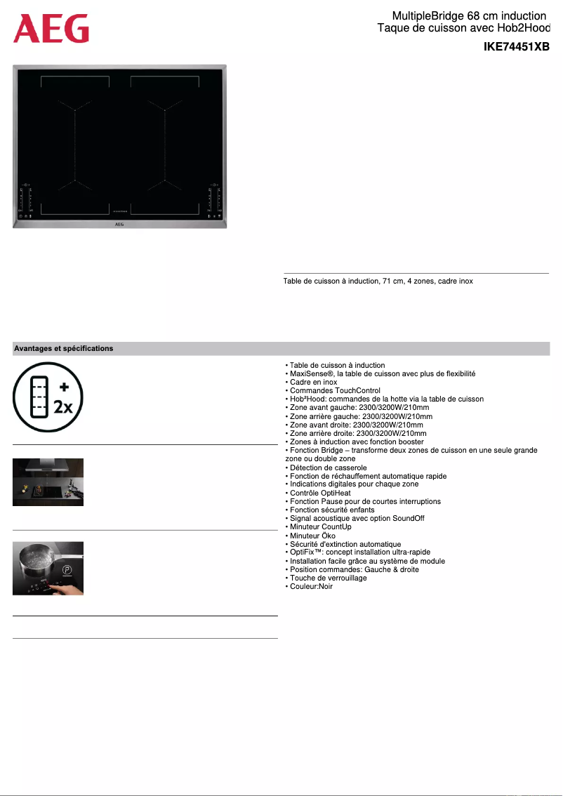 Página 1 del manual Ficha técnica AEG IKE74451XB