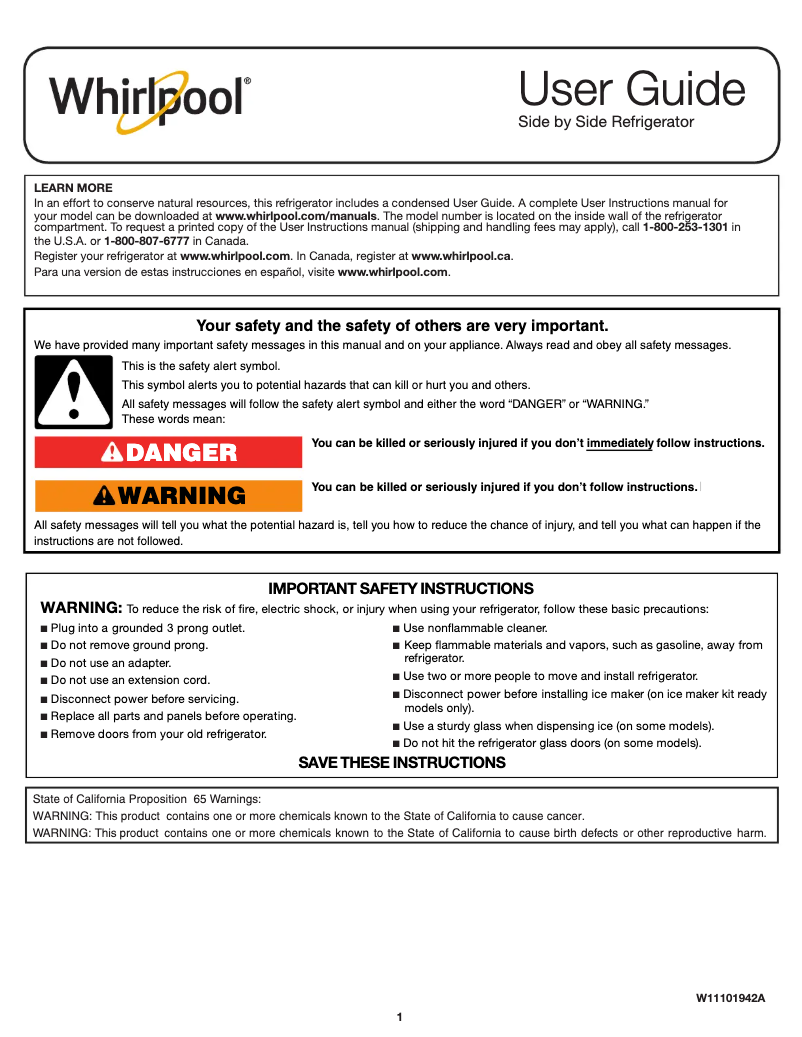 Image de la première page du manuel de l'appareil WRS555SIHB
