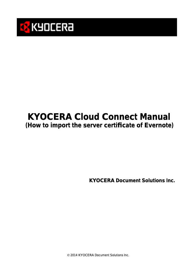 Page n°1 - Manuel utilisateur Kyocera Cloud Connect
