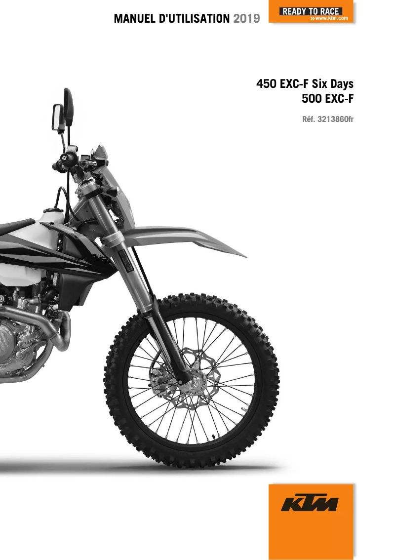 Page 1 de la notice Manuel utilisateur KTM 450 EXC-F Six Days (2019)