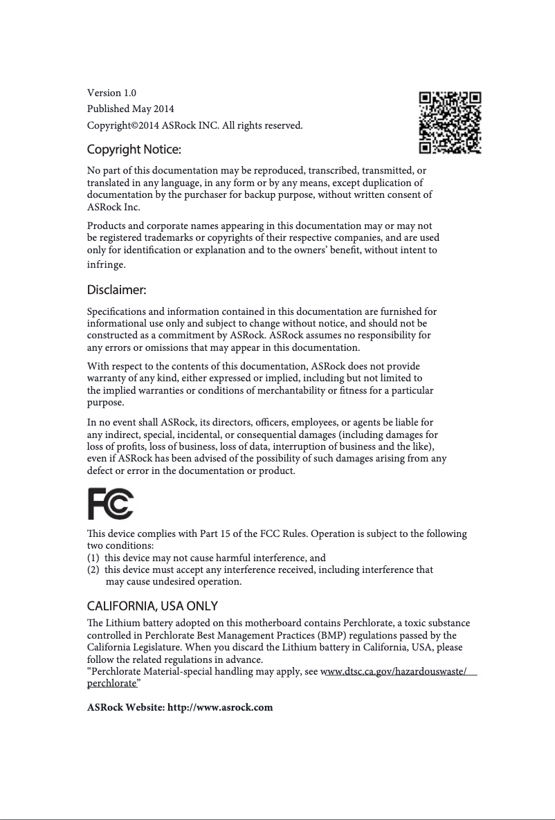Page n°1 - Manuel utilisateur Asrock Fatal1ty Z97 Professional