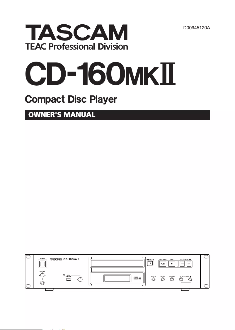 Page n°1 - Manuel utilisateur Tascam CD-160MKII
