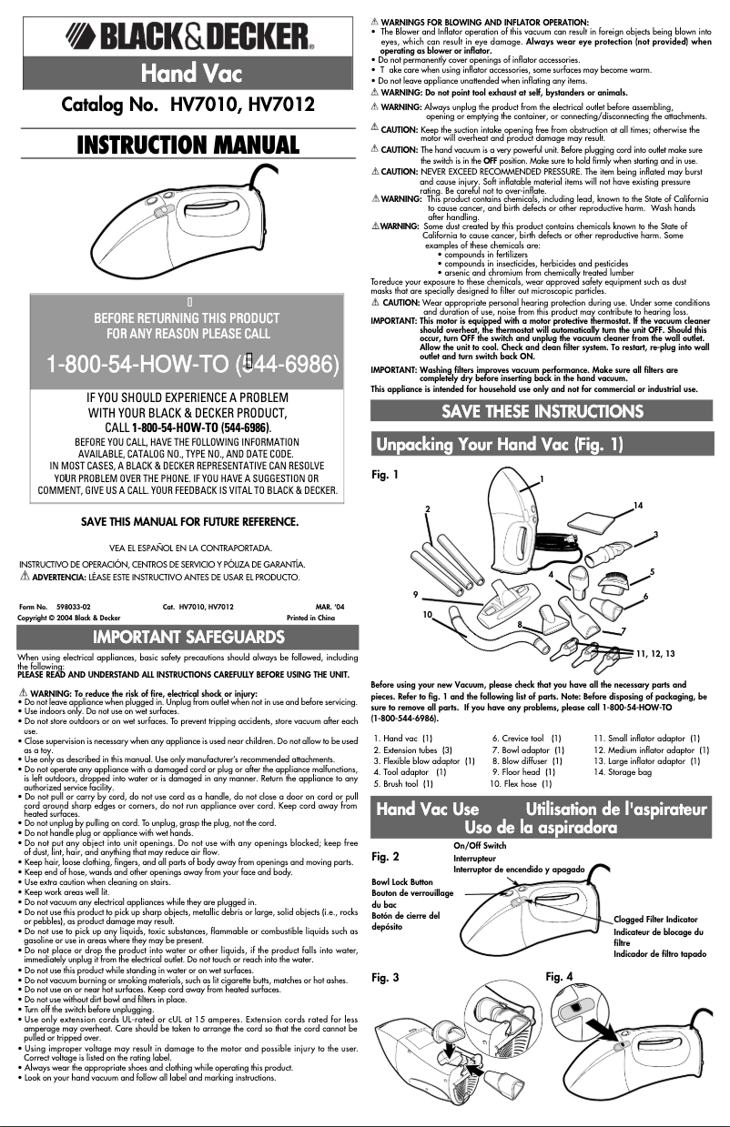 Page n°1 - Manuel utilisateur Black & Decker HV7010