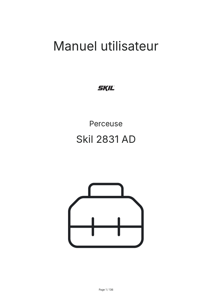 Page n°1 - Manuel utilisateur Skil 2831 AD