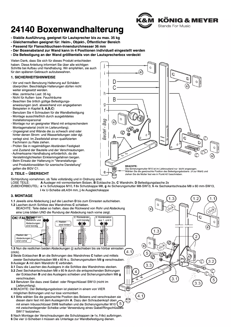 Page n°1 - Manuel utilisateur Konig & Meyer 24140