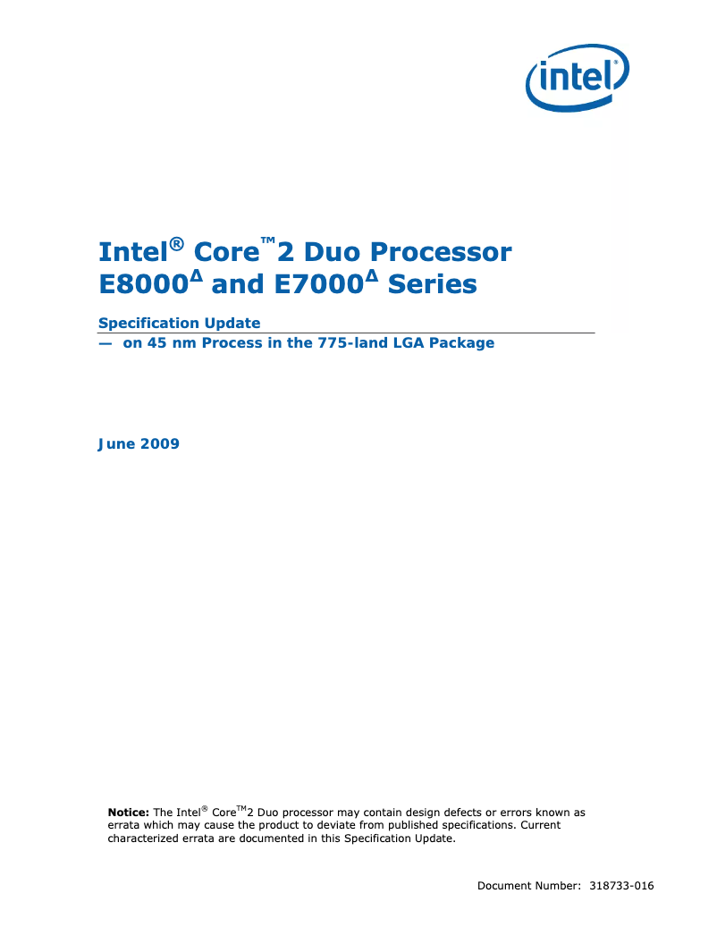 Page 1 de la notice Manuel utilisateur Intel Core 2 Duo E8230