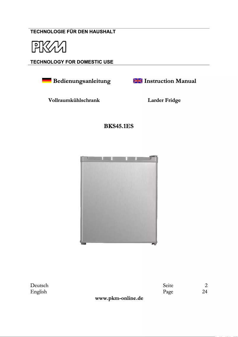 Page n°1 - Manuel utilisateur PKM BKS45.1ES