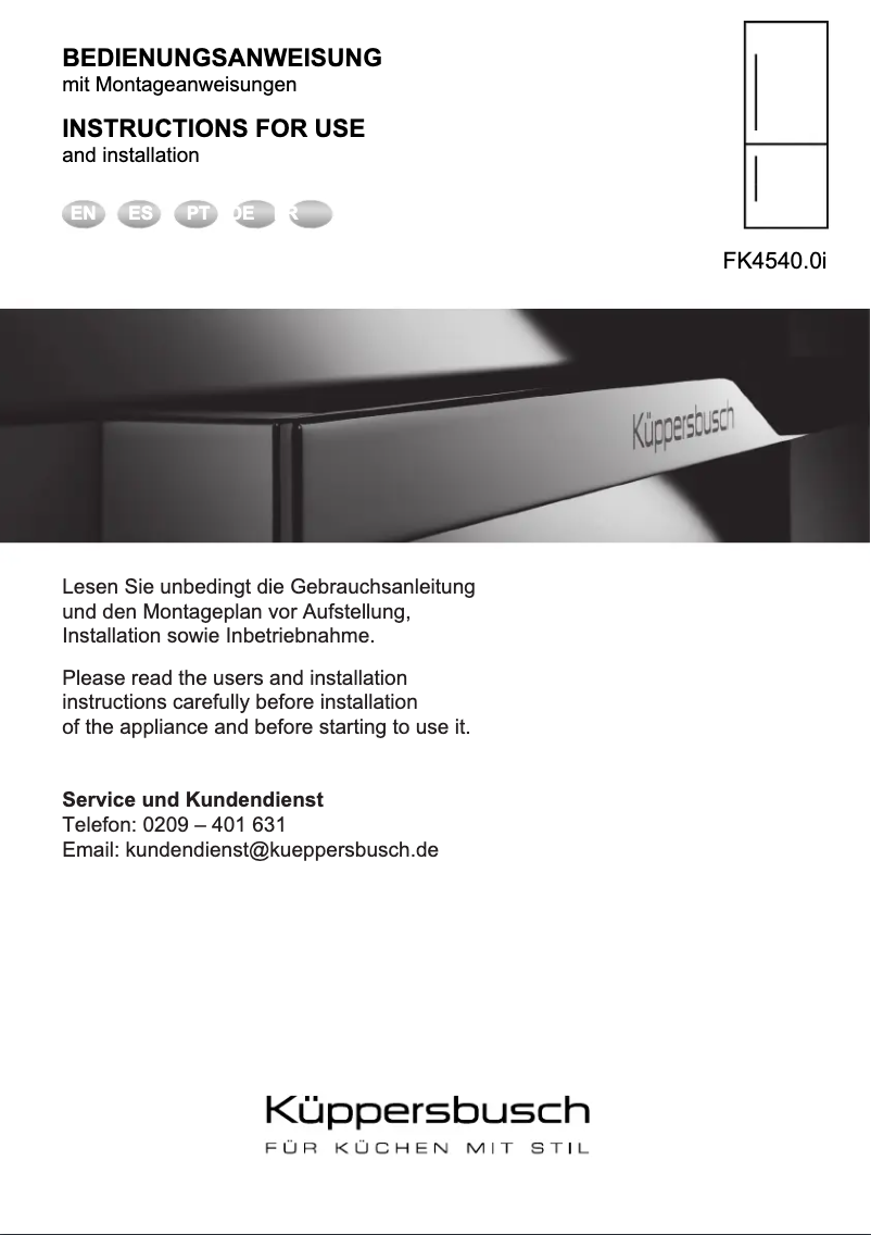 Imagen de la primera página del manual del dispositivo FK4540.1i