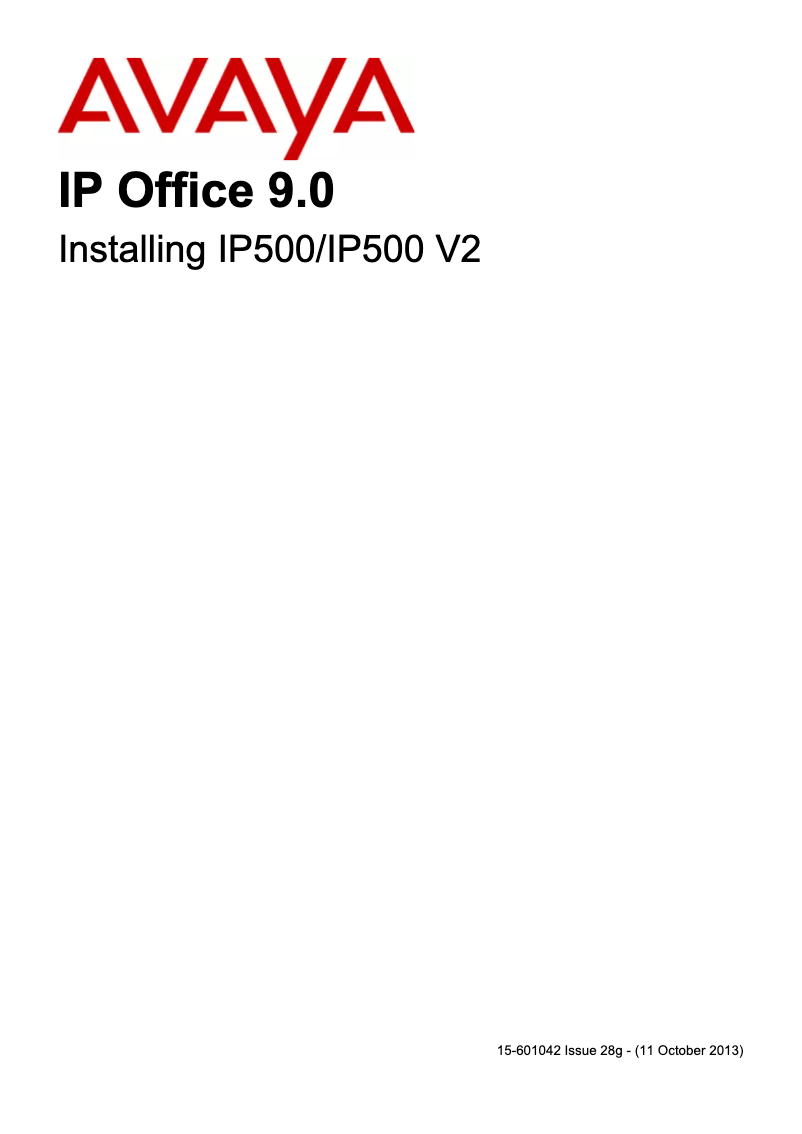 Page n°1 - Manuel utilisateur Avaya IP500 V2