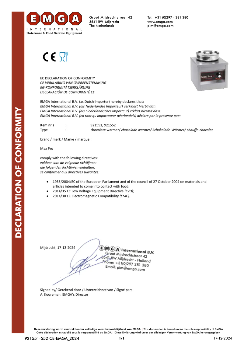 Page 1 de la notice Manuel utilisateur Max Pro 921552