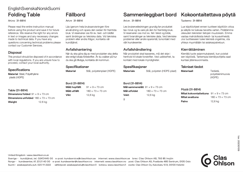 Imagen de la primera página del manual del dispositivo 31-8814