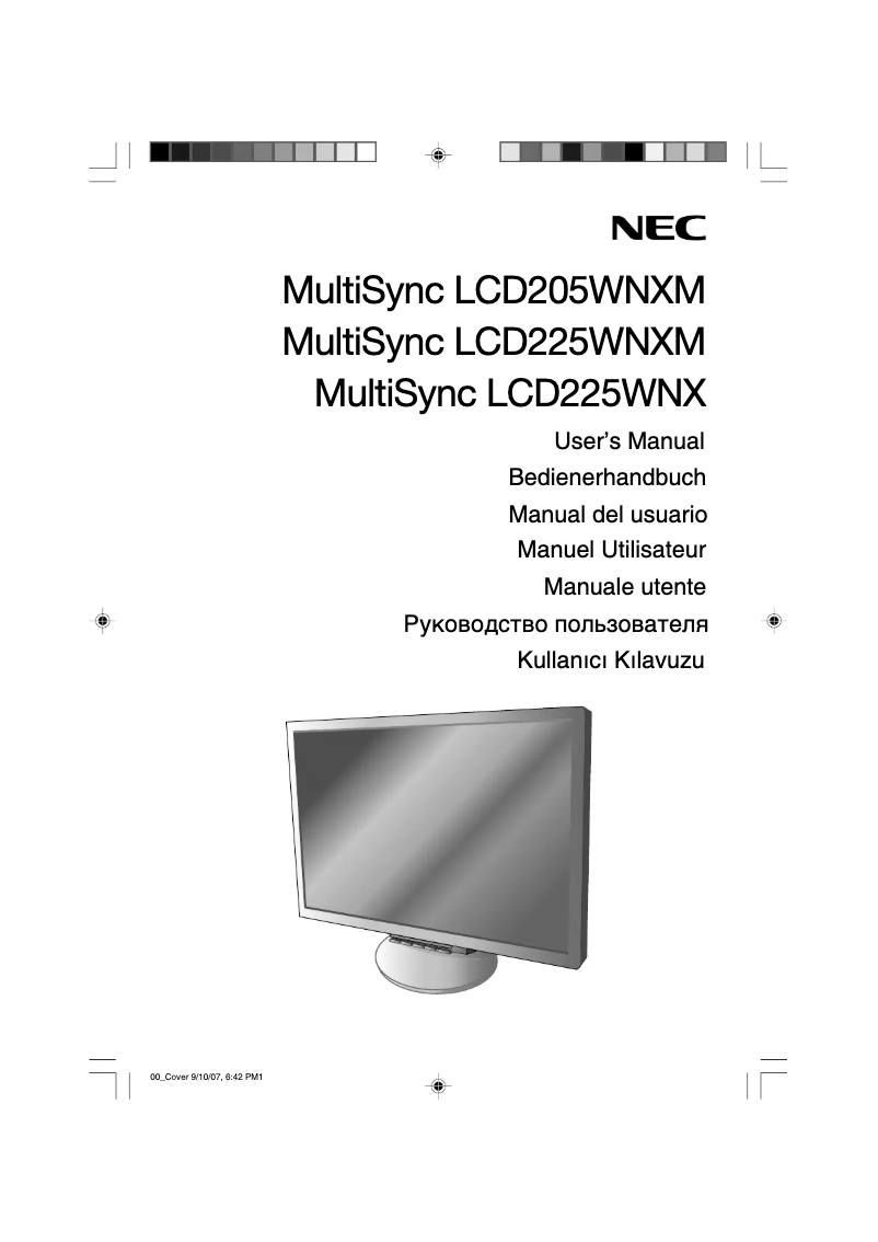 Imagen de la primera página del manual del dispositivo MultiSync LCD225WNX