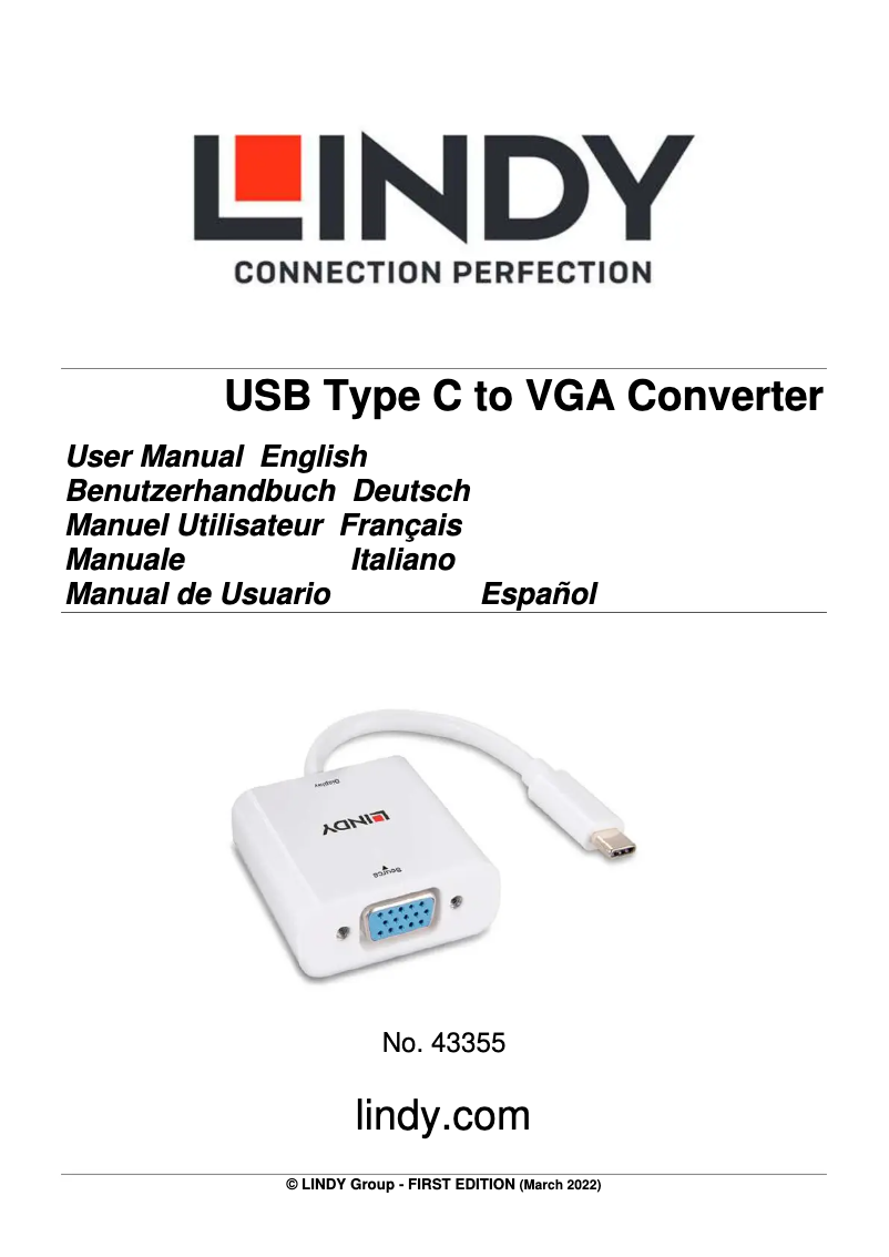 Page n°1 - Manuel utilisateur Lindy 43355