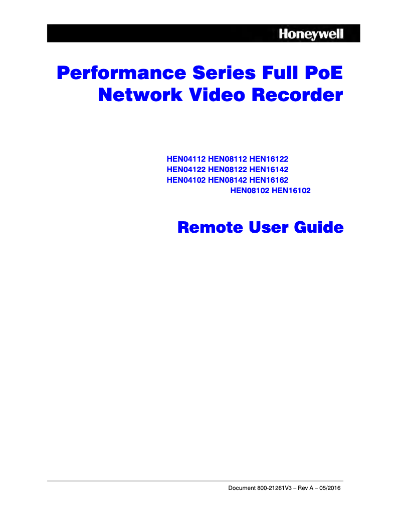 Page 1 de la notice Manuel utilisateur Honeywell HEN08102