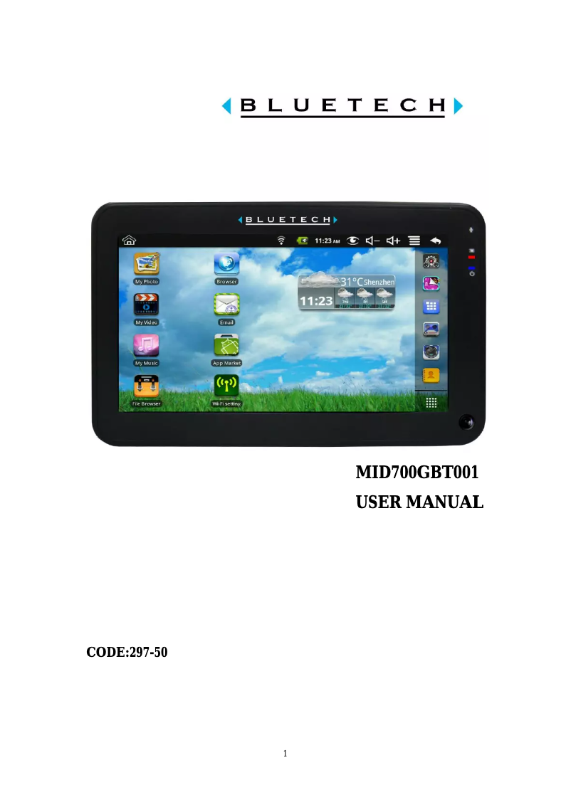 Page n°1 - Manuel utilisateur Bluetech MID700GBT001