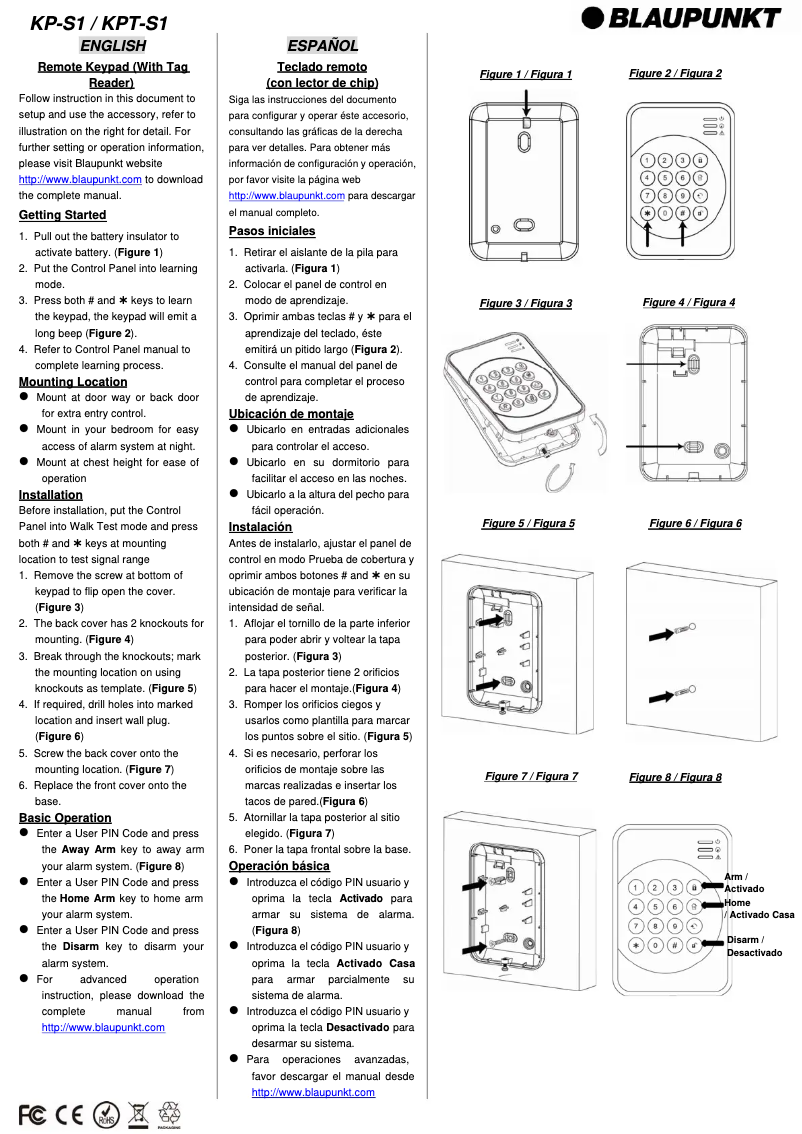 Page 1 de la notice Manuel utilisateur Blaupunkt KP-S1