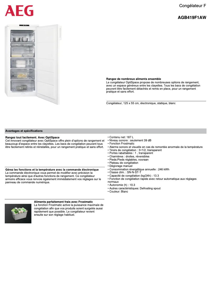 Página 1 del manual Ficha técnica AEG AGB419F1AW