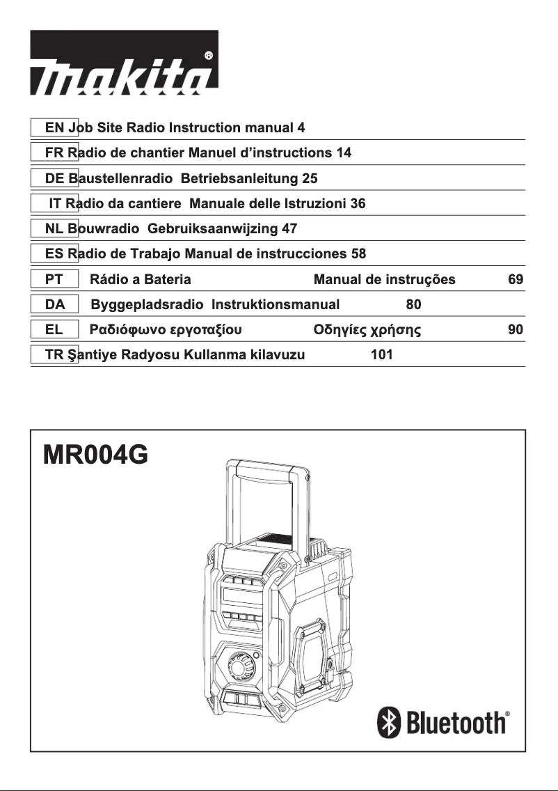 Page 1 de la notice Manuel utilisateur Makita MR004GZ