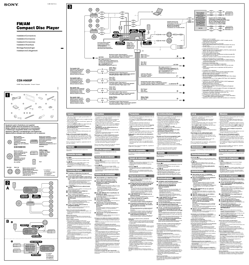 Page 1 de la notice Guide d'installation Sony CDX-H905IP
