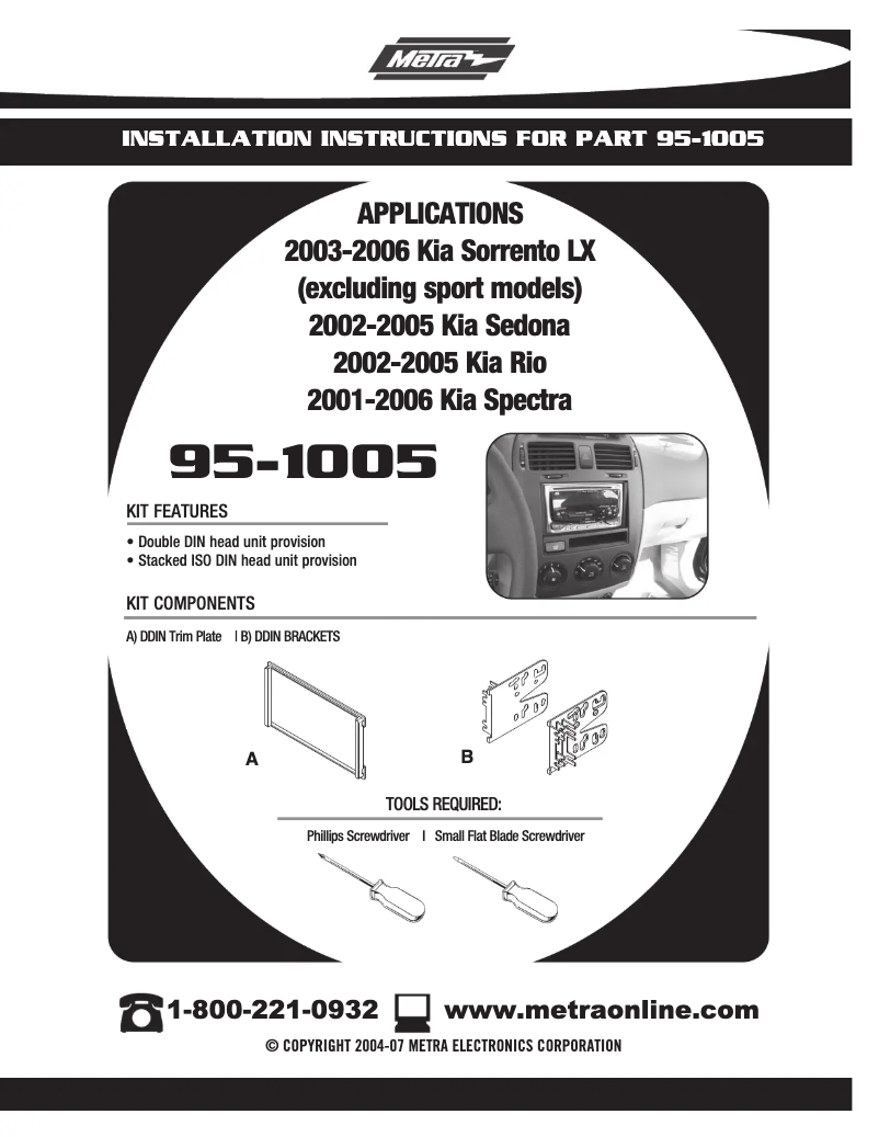 Page 1 of the manual Instruction Manual Metra 95-1005