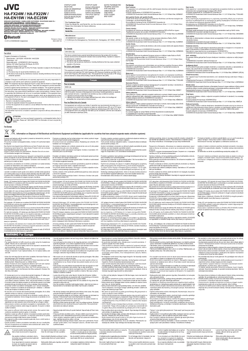 Page 1 de la notice Manuel utilisateur JVC HA-FX24W