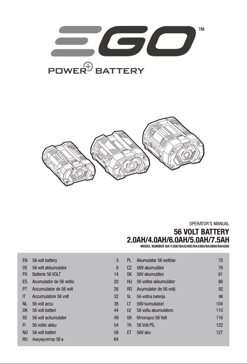 Page n°1 - Manuel utilisateur EGO BA2800