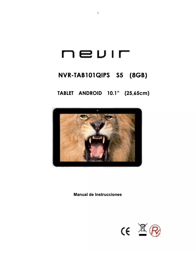 Page 1 de la notice Manuel utilisateur Nevir NVR-TAB101QIPS S5 (8GB)